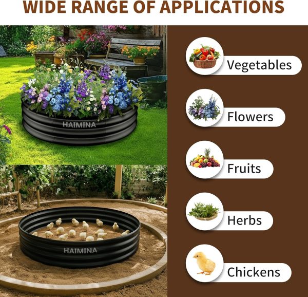 HAIMINA 36 Inch Fire Pit Ring Black Carbon Steel Outdoor-5
