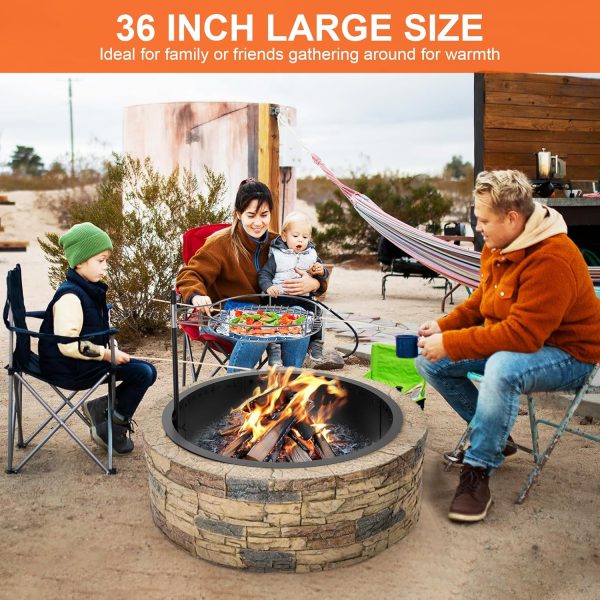 Duxeuwe Wood Fire Pit Smokeless Design With Grill Grate-3