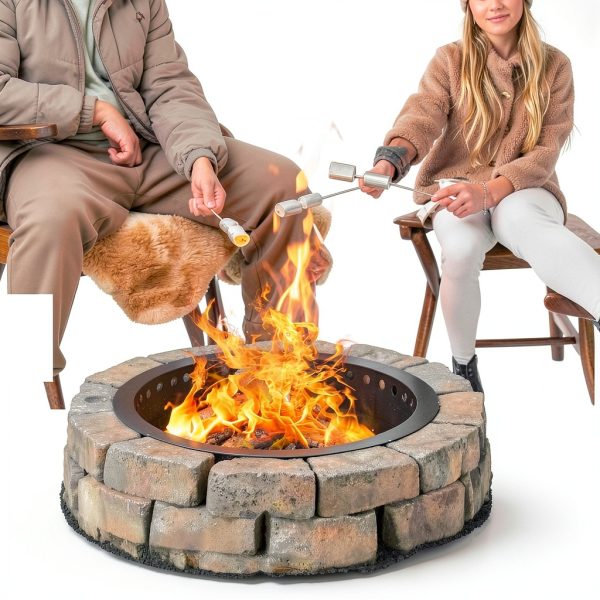 TUSGENK Fire Ring Black Iron 39 Inch Outdoor-1