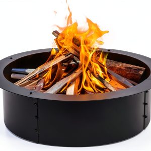 VINGLI Fire Ring Heavy Duty Steel Black Outdoor Wood Burning-0