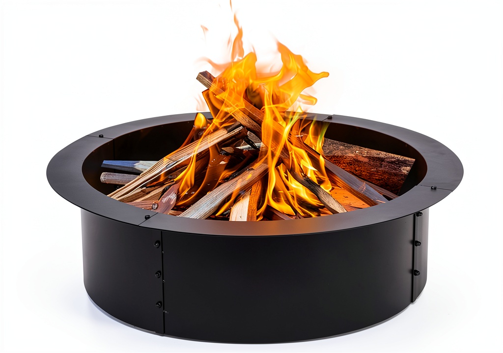 VINGLI fire ring assembled in a backyard setting