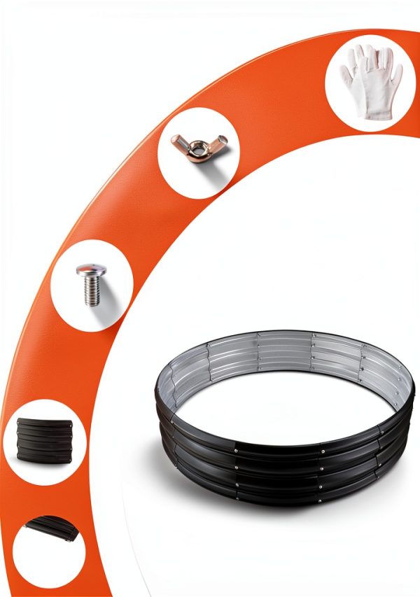 YSEJOMP Black Round Galvanized Fire Pit Ring Metal Modern-6