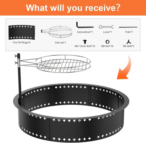 Duxeuwe Wood Fire Pit Smokeless Design With Grill Grate-5