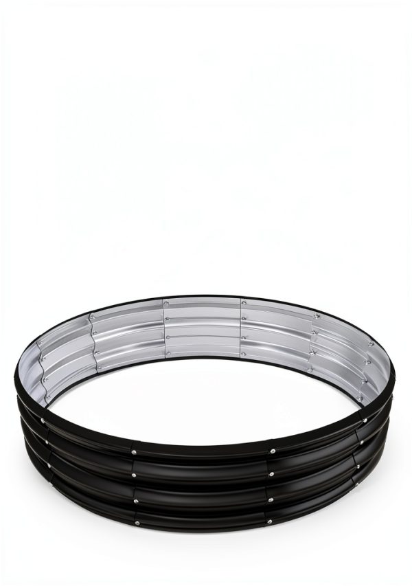 YSEJOMP Black Round Galvanized Fire Pit Ring Metal Modern-3