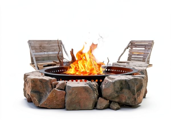 Fiaygro Outdoor Smokeless Fire Pit Ring Carbon Steel Rustic-3