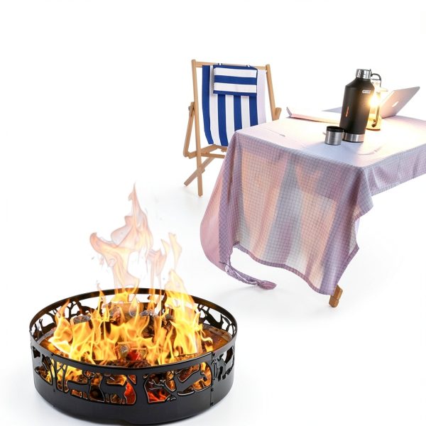 Kapler Fire Ring Steel 36 Inch Outdoor Camping Wood Burning-4