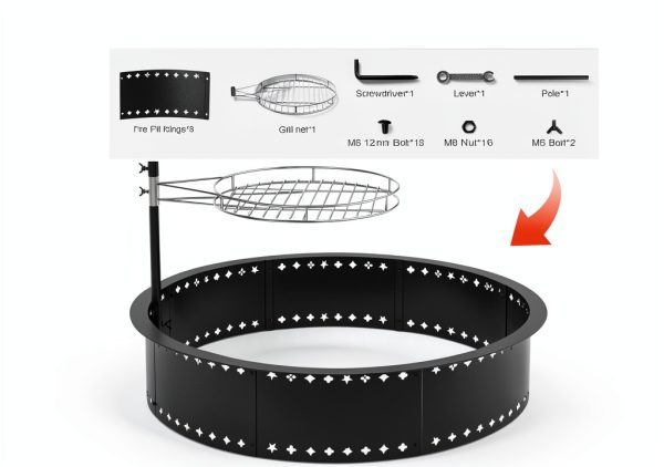 Duxeuwe Wood Fire Pit Smokeless Design With Grill Grate-5