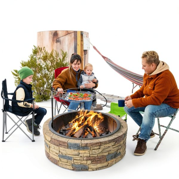Duxeuwe Wood Fire Pit Smokeless Design With Grill Grate-3