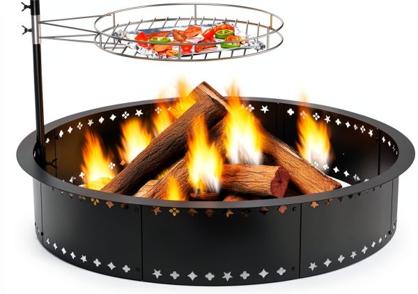 Duxeuwe Wood Fire Pit Smokeless Design With Grill Grate-0