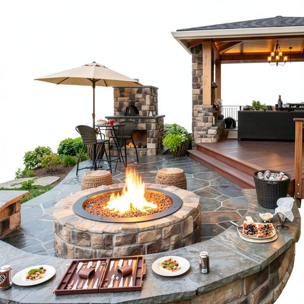 VINGLI Fire Ring Heavy Duty Steel Black Outdoor Wood Burning-7