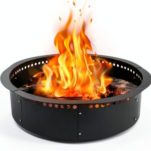 Fiaygro Outdoor Smokeless Fire Pit Ring Carbon Steel Rustic-0