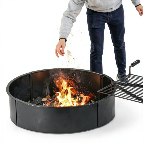 Outdoor Fire Ring Sunnydaze Decor Steel Matte-6