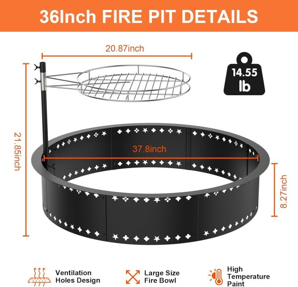 Duxeuwe Wood Fire Pit Smokeless Design With Grill Grate-2