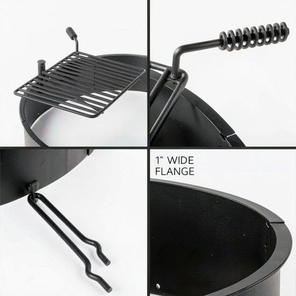 Titan Fire Ring with Swivel Grate 32 Inch Steel Fire Pit-2