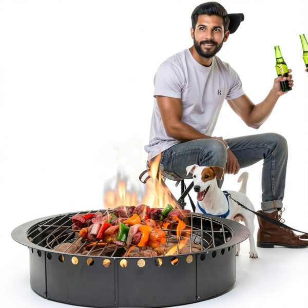 TUSGENK Fire Ring Black Iron 39 Inch Outdoor-2