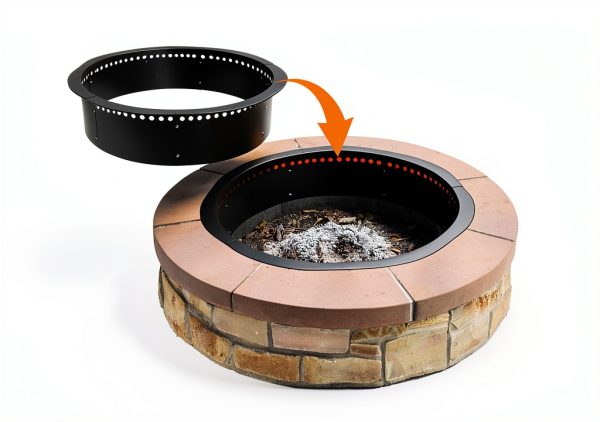 Fiaygro Outdoor Smokeless Fire Pit Ring Carbon Steel Rustic-6