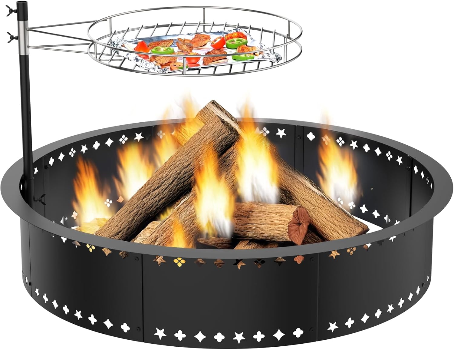 Installing Duxeuwe Wood Fire Pit Smokeless Design With Grill Grate on a wooden deck
