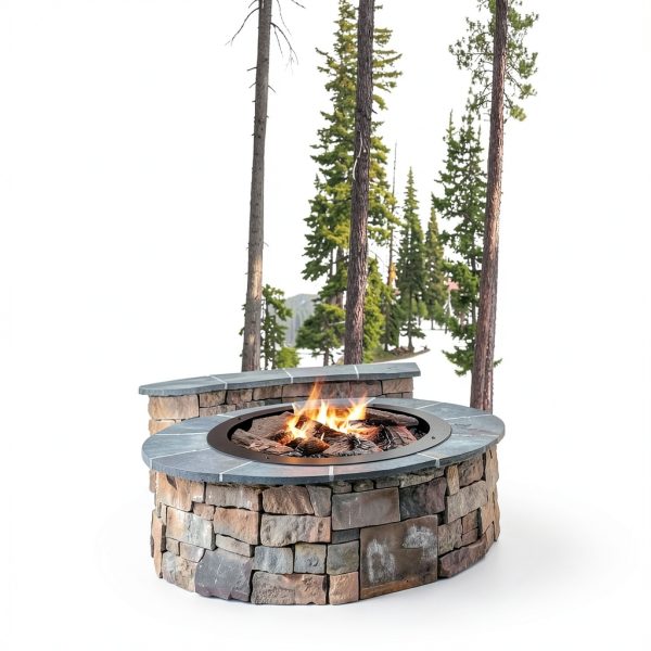 VINGLI Fire Ring Heavy Duty Steel Black Outdoor Wood Burning-5