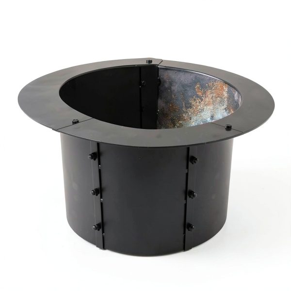 VINGLI Fire Ring Heavy Duty Steel Black Outdoor Wood Burning-4