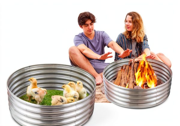 FORTUNO Fire Ring Outdoor Galvanized Steel Raised Bed-2