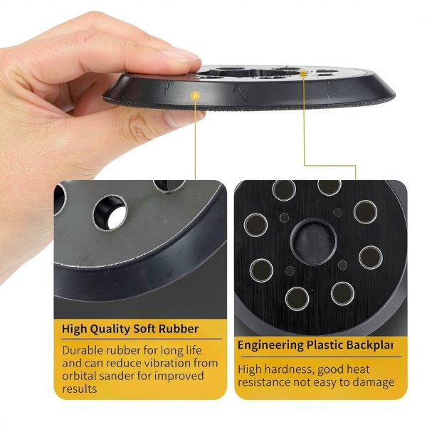 Johnnyue Orbital Sander Pad Metal 5in Hook Loop-4